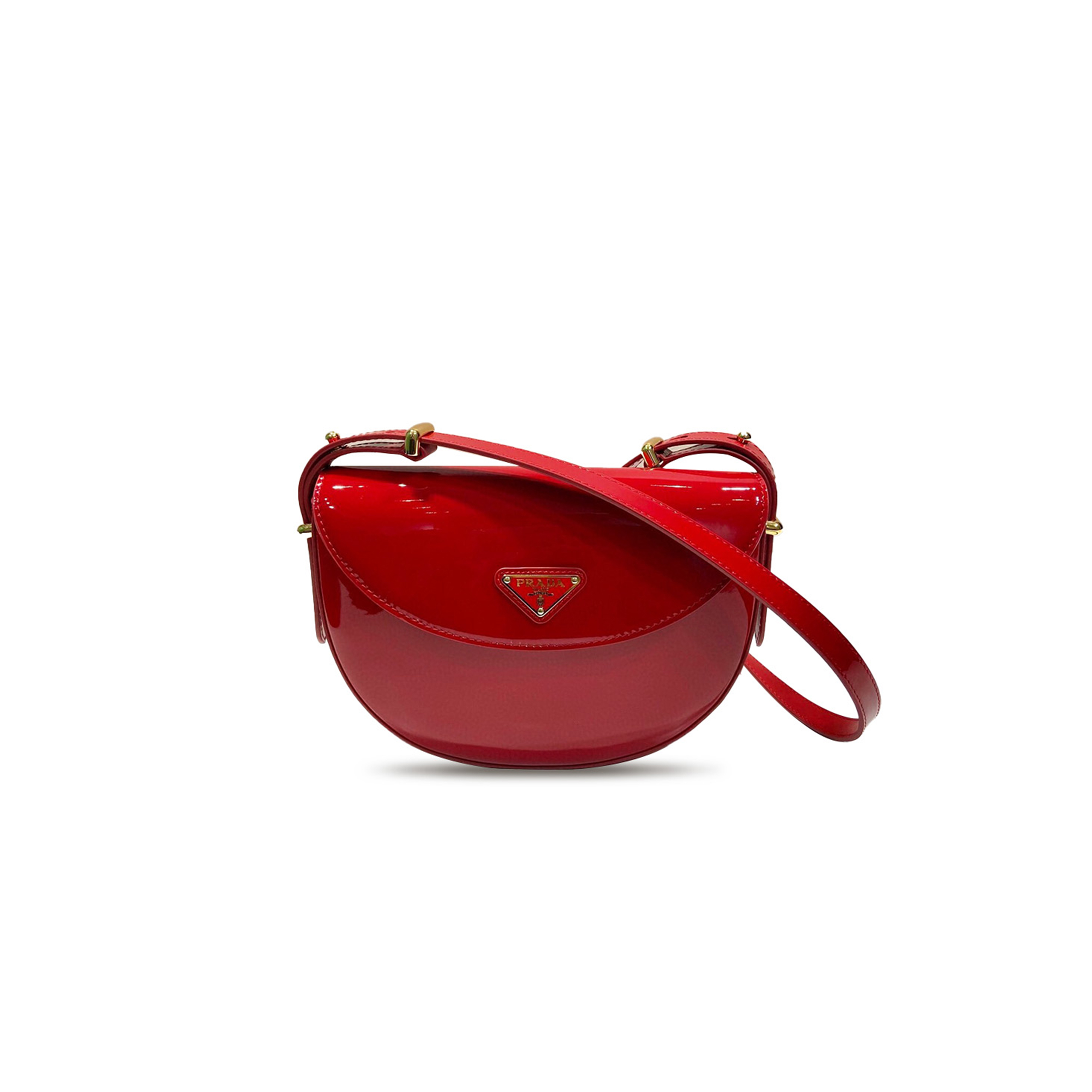 Pra*a patent leather crossbody saddle bag 1ba349 (21*17*6cm)